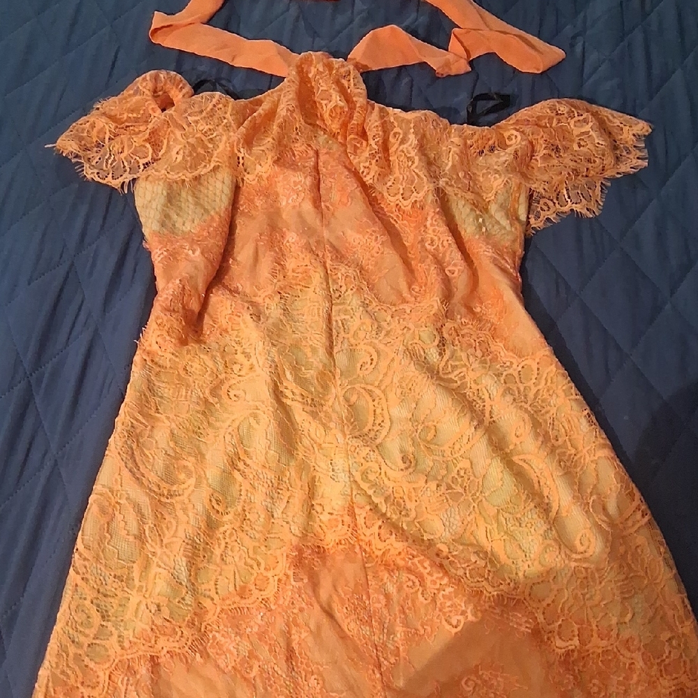 Bebe Orange Lace Dress